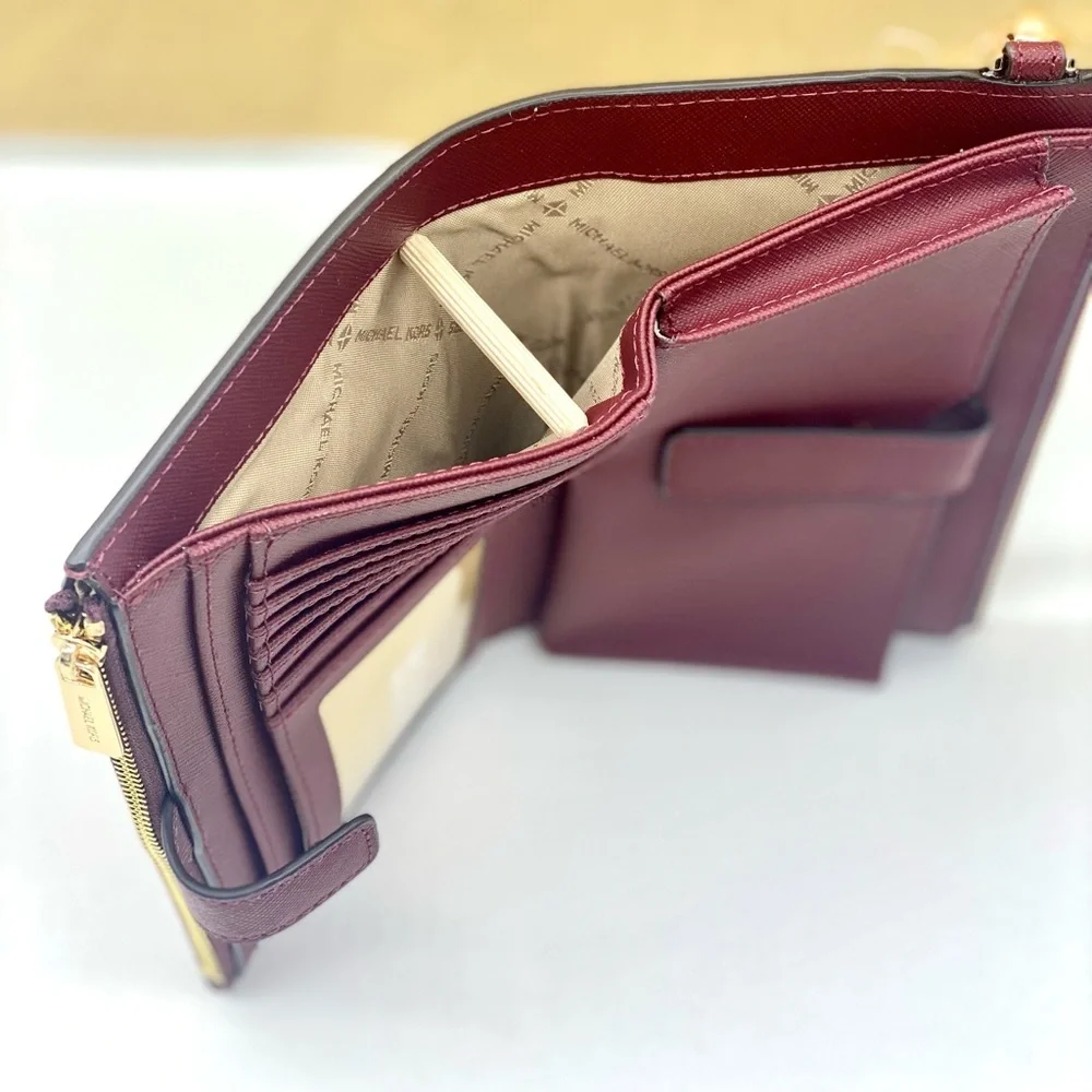 Michael Kors DoubleZip Wallet Wristlet Phone Case Dark Cherry